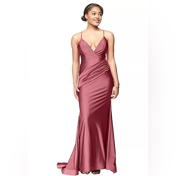 BRAND NEW Ash Rose Satin BILL LEVKOFF BRIDESMAIDS DRESS SIZE 10 - Picture 2 of 5